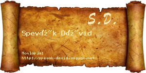 Spevák Dávid névjegykártya